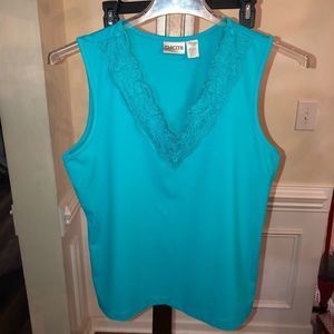 Chico's -- Ladies Teal  Lace Trimmed Stretch Tank